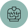 Ícono de osteopatía para aliviar problemas digestivos y mejorar el tránsito intestinal.